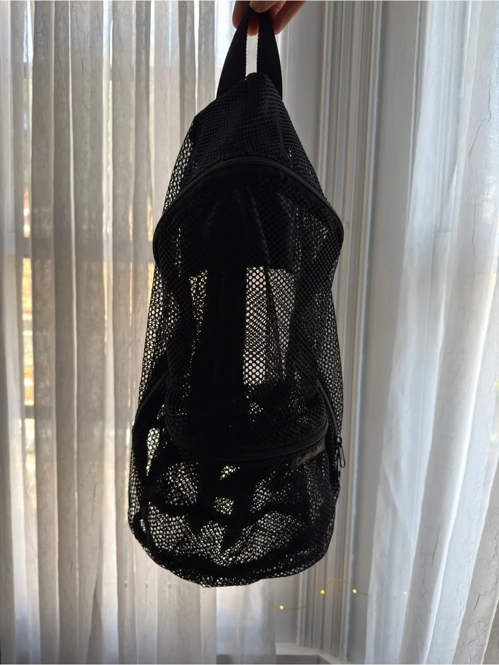 Vintage 00s Coronado black mesh see thru backpack 5x11x17”